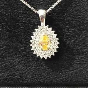 14kt  gold  yellow sapphire and diamond necklace